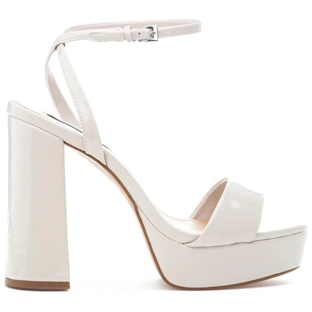 Steve Madden NWOT Bone Lessa Patent Leather‎ Block Heel Women Size 11 - Picture 2 of 7